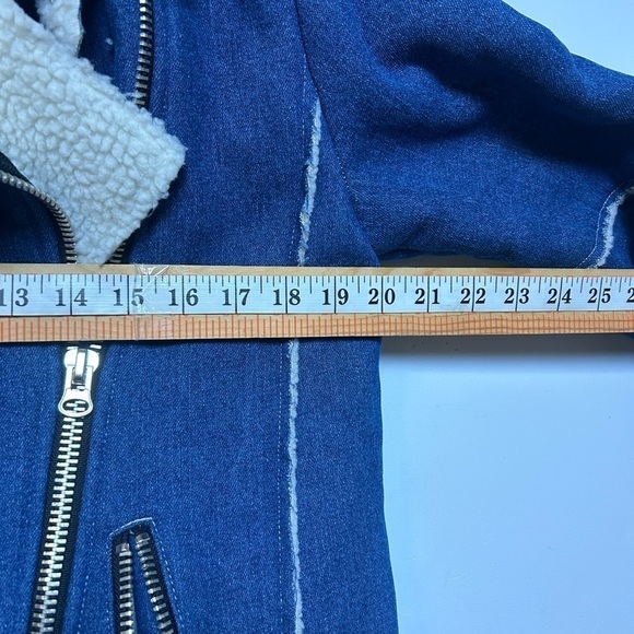 J.O.A Los Angeles Sherpa Denim Full Zip Long Sleeve Blue Jacket Size S - Picture 7 of 11